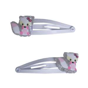 Pereche de agrafe de păr albe cu design de vulpe roz, Pretty kids Rókalány hajcsat, fehér - Agrafe de păr, benzi de păr