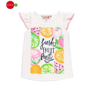 boboli T-Shirt für Mädchen, weiß mit bunten Früchte-Druck, Fresh Fruit Party Schriftzug - Boboli
