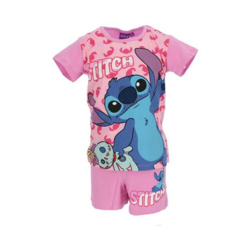 Disney Lilo és Stitch rózsaszín rövid pizsama szett lányoknak, Stitch-csel és Scrumppal 