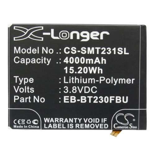 Cameron Sino Li-Polymer akkumulátor Samsung Galaxy Tab4 7.0 WIFI (SM-T230) készülékhez, 4000mAh, 3.8V, EB-BT230FBU