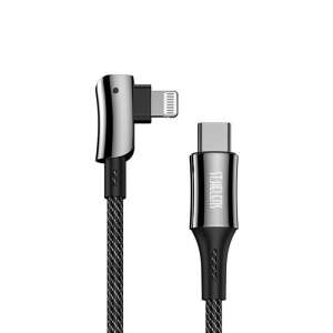 Joyroom ST-C03 St.Helens PD 3A 1.2M MFI Lightning USB-C kábel, fekete, derékszögű csatlakozó - Adatkábel