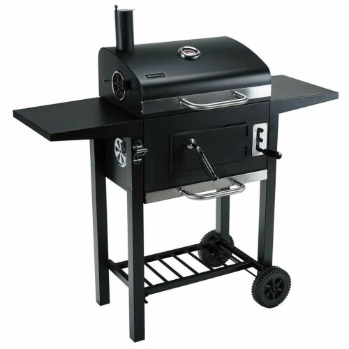 Klausberg KB 9034 faszenes grill, kémény, állítható szellőzés, hamutálca, hőmérő, kerekek, acél, fekete