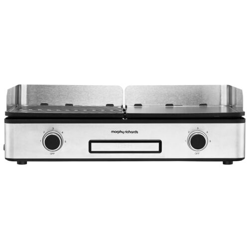 Morphy Richards MGS1002 elektromos grill, ezüst színű, elölnézet - Asztali grillsütő