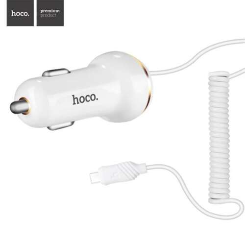 HOCO Z14 autós töltő Micro USB kábellel, fehér
