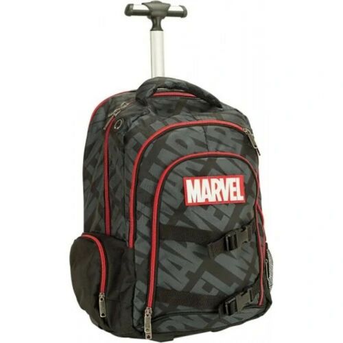 Marvel fekete gurulós iskolatáska, 46 cm, Marvel logóval - Iskolatáska