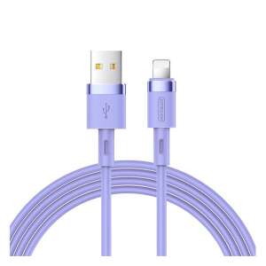 JOYROOM adatkábel és töltő (USB - lightning 8pin, 2.4A, gyorstöltés támogatás, 120cm, törésgátló) LILA Apple iPhone 7 4.7, Apple iPhone 7 Plus 5.5, Apple IPAD mini 4, Apple IPAD Pro 12.9 (