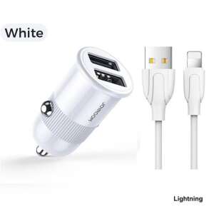 Joyroom C-A06 3.1A Két USB-s Autós Töltőfej Lightning Kábellel, Fehér - Autós töltő