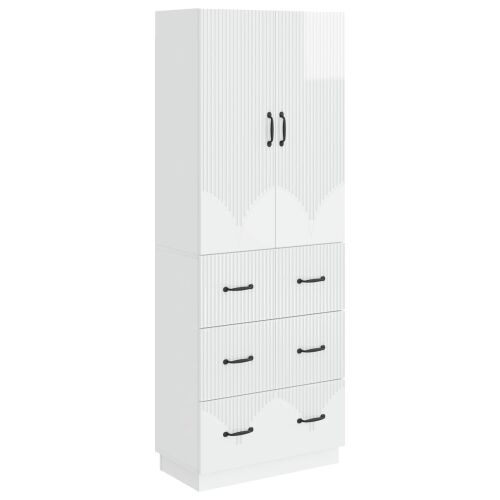 vidaXL Szekrény szett 2 pcs Magasfényű Fehér 66 x 34,5 x 87 cm 162929875 - Ruhásszekrény