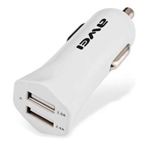 AWEI autós töltő 2 USB aljzat (5V/1000mA, 5V/2400mA, gyorstöltés támogatás) FEHÉR Xiaomi Poco F5 Pro, Samsung Galaxy Tab S9 Plus LTE (SM-X816), Gigaset GL390, Xiaomi Redmi 10A, TCL 403, Honor