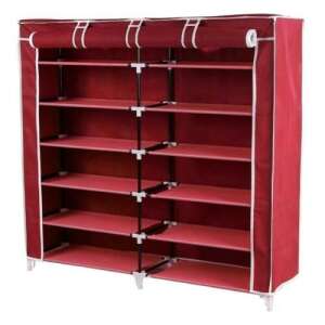 Red shoe rack with 12 shelves, foldable, zippered cover, for organizing shoes, storage, entryway, closet, home decor - Shoe Storage