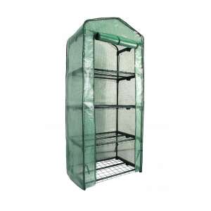 Green mini greenhouse with 4 shelves, ideal for growing plants and vegetables on balconies and terraces - Landscaping