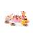 Pink pretend play cake set with 75 pieces, including cake slices, fruit, candles, and utensils