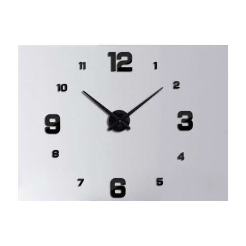Black wall clock 4 large digits