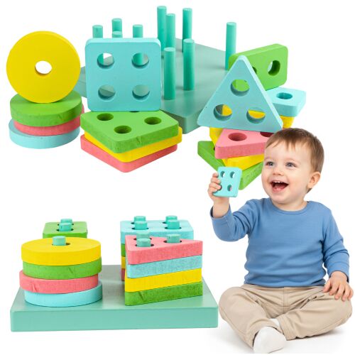 Fa kockák ÖKO VÁLOGATÓ pasztell kicsi LOGIKAI PUZZLE