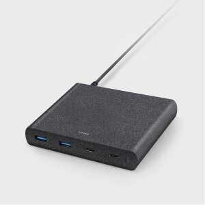 Uniq Surge 90W 4-portos USB töltőállomás 2x USB-C Power Delivery és 2x Quick Charge 3.0 porttal, fekete - UNIQ