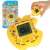 Yellow apple shaped digital pet toy with keychain, Jia Yuan brand, held in hand