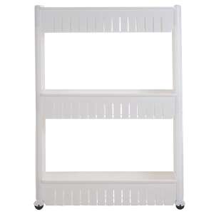 White 3-tier rolling kitchen shelf unit with wheels - Furniture