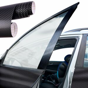 Autóajtó becsomagolva Öntapadós Karbon 4D fekete fóliával - Jármű fólia