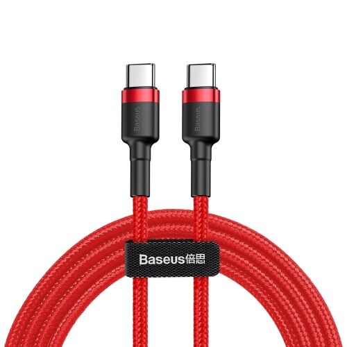 Czerwony kabel Baseus Cafule USB-C do USB-C z nylonowym oplotem