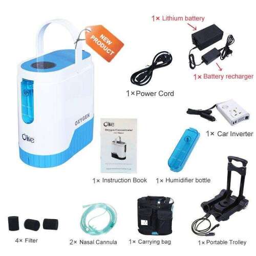 Portable Oxygen Concentrator with Trolley, Carrying Bag, and Accessories