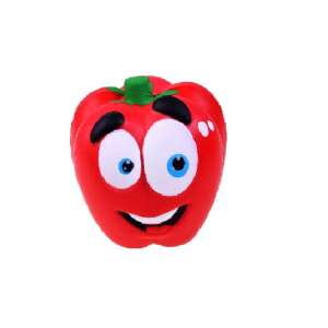 Red apple shaped stress ball with a funny face - Stress ball