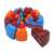 Torta formájú stresszlabdák narancs, barna és kék színben