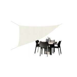 Beige triangular sun sail, 3.6 x 3.6 x 3.6 m, providing shade for outdoor dining - GardenLine