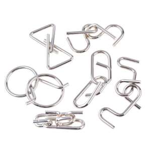 Rozbalená 6-dielna sada kovových hlavolamov, hlavolam - Logické hry