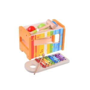 Wooden musical toy for kids, includes xylophone and hammer - Toy Instrument
