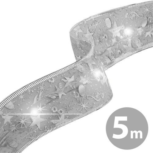 Karácsonyi LED-es szalag - ezüst - 5 m x 5 cm - 50 LED - USB 163486048 - Karácsonyfadísz
