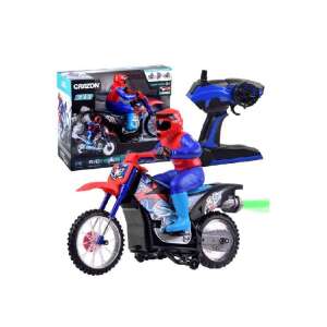 Crazon 333 remote control smoking motorcycle with rider, red and blue, 4 channel, stunt function - Ramiz Remote control vehicle