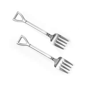 Két darab ezüst ásónyél formájú tortavilla, rozsdamentes acél, 2 db-os készlet - Villa