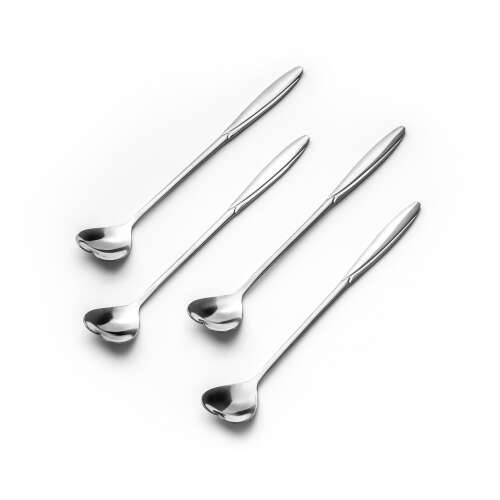 Set of 4 heart shaped spoons, silver color, perfect for coffee, tea, dessert, and drinks