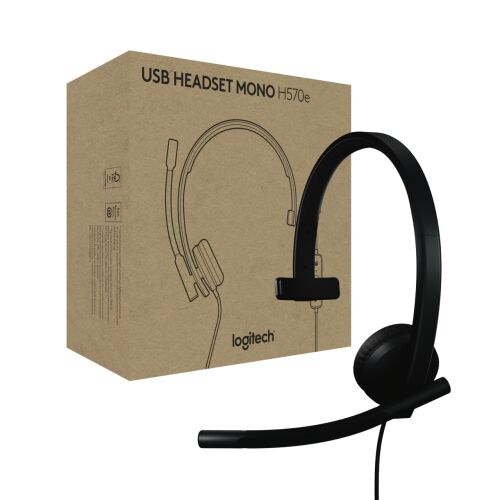 Logitech H570e USB headset mono, zajszűrős, termékcsomagolás, irodai használat, távmunka - Logitech
