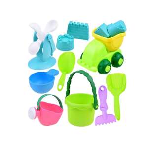 Colorful sandbox set with a truck, bucket, molds, and other tools for kids to play in the sand - Inflatable Toy & Beach Toy