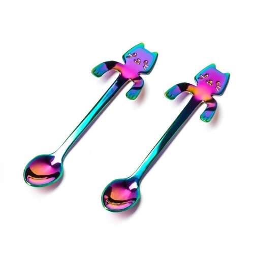 Set of 2 rainbow cat tea spoons