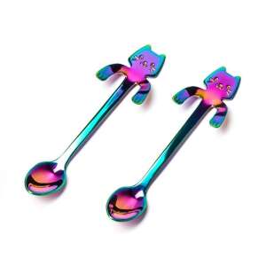 2 db-os szivárványos cicás teáskanál szett - Kanál
