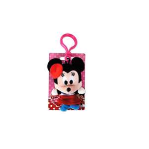 Breloc din plus Minnie Mouse, rochie roșie, fundă roz, clip roz - Brelocuri
