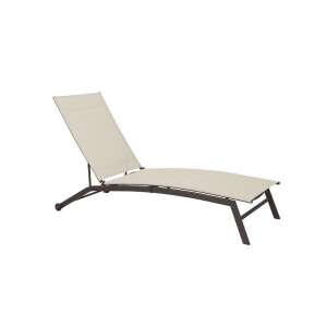 Beige garden lounger with brown frame, 195 x 63 x 34 cm - GardenLine