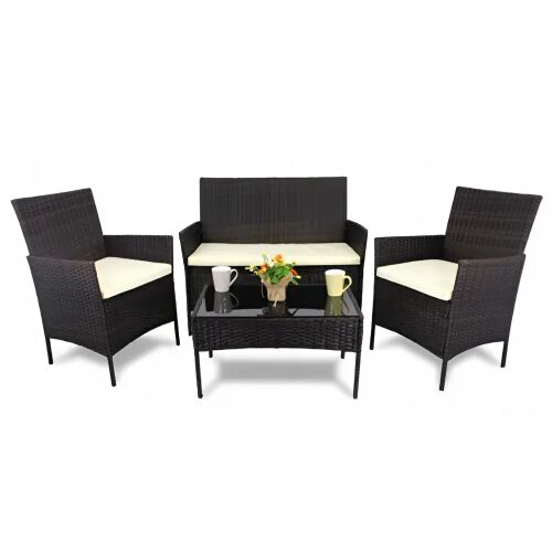 GardenLine 4-dijelna vrtna garnitura od ratana - Smeđa, Krem 138870723