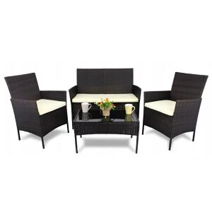 GardenLine 4-Sitzer-Rattan-Gartensitzgruppe - Braun, Creme 138870723 - Garten