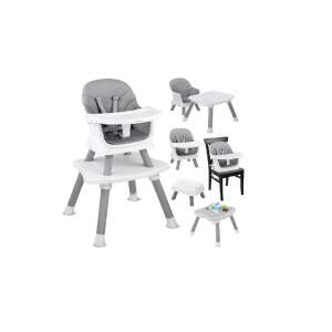 6-in-1 adjustable high chair set in gray, showing all configurations - High Chair