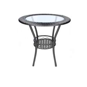 Kerek Technorattan Kertasztal - Üveglap - 58x57 cm