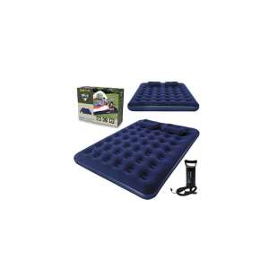 Pavillo Queen Size nafukovací matrac s 2 vankúšmi a ručnou pumpou, modrá - Bestway Kempingové matrace