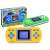 Green and yellow handheld game consoles with 230 games, SY-868 model, in box
