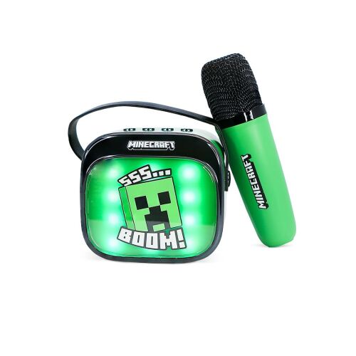 OTL Technologies Minecraft PopSing LED karaoke hangszóró mikrofonnal, ferde nézet - Bluetooth hangszóró