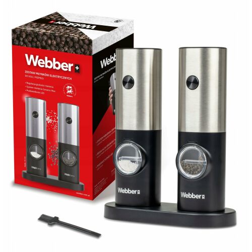 Webber elektromos só- és borsőrlő készlet, vezeték nélküli fűszermalom, rozsdamentes acél - Fűszertartó