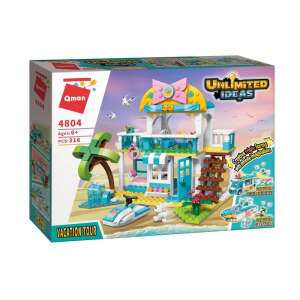 QMAN® 4804 lego-kompatibilis építőjáték 3 variáció: Tengerparti villa – Fagyiskocsi – Luxusjacht