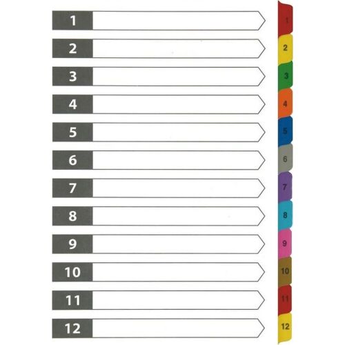 Karton távtartók 1-12 indexű laminált D.RECT 163705559 - Iratfűző kellék