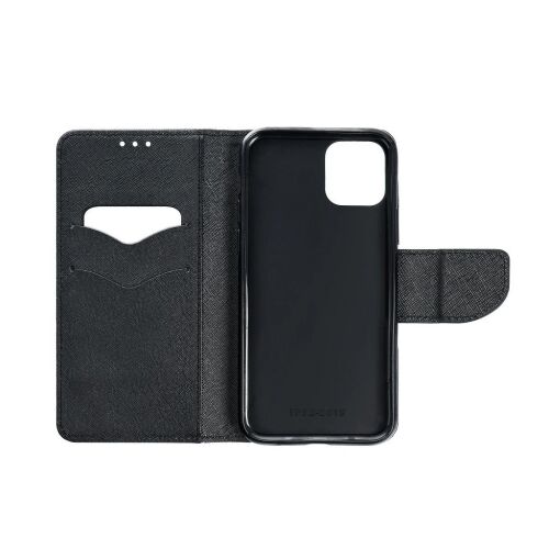 Nyitott FANCY fekete pénztárca tok Xiaomi Redmi 7A telefonhoz, kártyatartókkal 